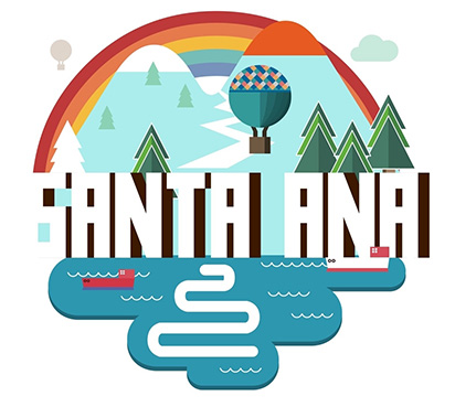 Santa Ana city travel destination in USA. vector cartoon,